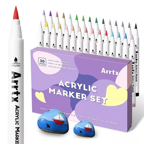 Akriliniai markeriai - flomasteriai ARRTX 30A, 30 spalvų, pastelinių atspalvių