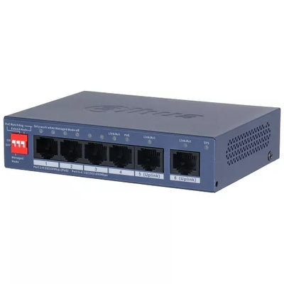 PoE šakotuvas valdomas100Mbps 4portų+2G uplink