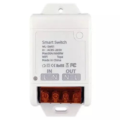 TUYA išmanusis 1 kanalo jungiklis, Wi-Fi, 30A, AC 100-240V, 6600W